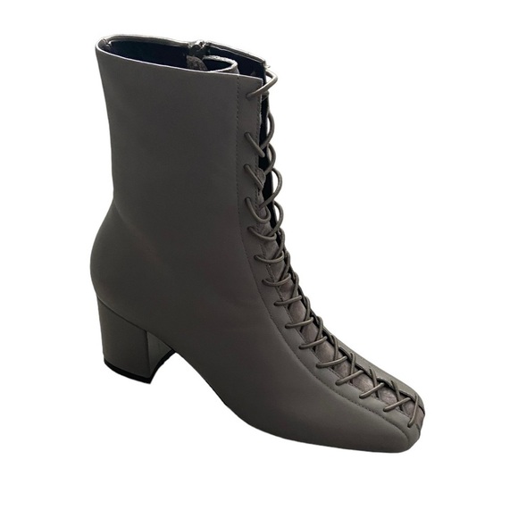 NEW The Feels Company Slip Sk8 Blocked Heel Bootie Gray Steampunk Witch sz 6.5 - Picture 3 of 8